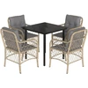 Image de vidaXL Salon de jardin 5 pièces avec coussins Mélange beige Poly rotin