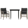 Image de vidaXL Ensemble Bistro 3 pièces avec coussins gris clair Poly rotin
