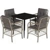 Image de vidaXL Salon de jardin 5 pièces avec coussins gris clair Poly rotin
