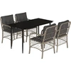 Image de vidaXL Salon de jardin 5 pièces avec coussins gris clair Poly rotin