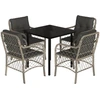 Image de vidaXL Salon de jardin 5 pièces avec coussins gris clair Poly rotin