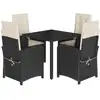 Image de vidaXL Ensemble de jardin 5 pièces avec coussins Noir Poly Rattan