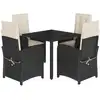 Image de vidaXL Ensemble de jardin 5 pi ¨ces avec coussins Noir Poly Rattan