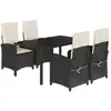 Image de vidaXL Ensemble de jardin 5 pièces avec coussins Noir Poly Rattan