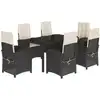 Image de vidaXL Ensemble de jardin 7 pièces avec coussins Noir Poly Rattan