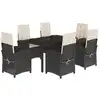 Image de vidaXL Ensemble de jardin 7 pièces avec coussins Noir Poly Rattan
