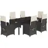 Image de vidaXL Ensemble de jardin 7 pièces avec coussins Noir Poly Rattan