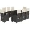Image de vidaXL Salon de jardin 9 pièces avec coussins noir poly rotin