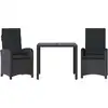Image de vidaXL Ensemble de jardin 3 pièces avec coussins Noir Poly Rattan