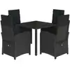 Image de vidaXL Ensemble de jardin 5 pièces avec coussins Noir Poly Rattan