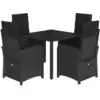 Image de vidaXL Ensemble de jardin 5 pièces avec coussins Noir Poly Rattan