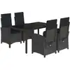 Image de vidaXL Ensemble de jardin 5 pièces avec coussins Noir Poly Rattan