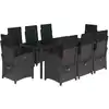 Image de vidaXL Salon de jardin 9 pièces avec coussins noir poly rotin