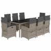Image de vidaXL Salon de jardin 9 pièces avec coussins Gris Poly Rattan