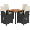 Image de vidaXL Ensemble de jardin 5 pièces avec coussins Noir Poly Rattan
