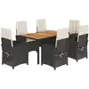 Image de vidaXL Ensemble de jardin 7 pièces avec coussins Noir Poly Rattan