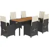Image de vidaXL Ensemble de jardin 7 pièces avec coussins Noir Poly Rattan
