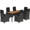 Image de vidaXL Ensemble de jardin 7 pièces avec coussins Noir Poly Rattan