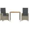 Image de vidaXL Ensemble de jardin 3 pièces avec coussins Gris Poly rotin