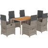 Image de vidaXL Ensemble de jardin 7 pièces avec coussins Gris Poly rotin