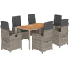 Image de vidaXL Ensemble de jardin 7 pièces avec coussins Gris Poly rotin