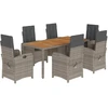 Image de vidaXL Ensemble de jardin 7 pièces avec coussins Gris Poly rotin