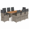 Image de vidaXL Salon de jardin 9 pièces avec coussins Gris Poly Rattan