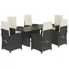 Image de vidaXL Ensemble de jardin 7 pièces avec coussins Noir Poly Rattan