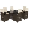 Image de vidaXL Ensemble de jardin 7 pièces avec coussins Marron Poly rotin