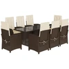 Image de vidaXL Salon de jardin 9 pièces avec coussins Marron Poly rotin