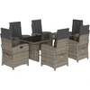 Image de vidaXL Ensemble de jardin 7 pièces avec coussins Gris Poly rotin