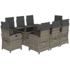 Image de vidaXL Salon de jardin 9 pièces avec coussins Gris Poly Rattan