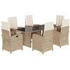 Image de vidaXL Ensemble de jardin 7 pièces avec coussins Beige Poly rotin