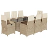 Image de vidaXL Salon de jardin 9 pièces avec coussins Beige Poly Rattan