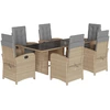 Image de vidaXL Ensemble de jardin 7 pièces avec coussins Mélange beige Poly rotin