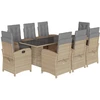 Image de vidaXL Salon de jardin 9 pièces avec coussins Mélange beige Poly rotin