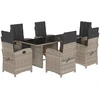 Image de vidaXL Ensemble de jardin 7 pièces avec coussins gris clair Poly rotin