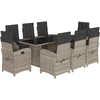 Image de vidaXL Salon de jardin 9 pièces avec coussins gris clair Poly rotin