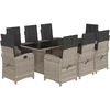 Image de vidaXL Salon de jardin 9 pièces avec coussins gris clair Poly rotin