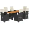 Image de vidaXL Ensemble de jardin 7 pièces avec coussins Noir Poly Rattan