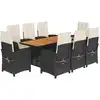 Image de vidaXL Salon de jardin 9 pièces avec coussins noir poly rotin