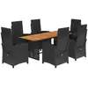 Image de vidaXL Ensemble de jardin 7 pièces avec coussins Noir Poly Rattan