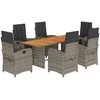 Image de vidaXL Ensemble de jardin 7 pièces avec coussins Gris Poly rotin