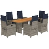 Image de vidaXL Ensemble de jardin 7 pièces avec coussins Beige Poly rotin