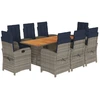 Image de vidaXL Salon de jardin 9 pièces avec coussins Beige Poly Rattan