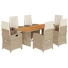 Image de vidaXL Ensemble de jardin 7 pièces avec coussins Mélange beige Poly rotin
