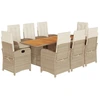 Image de vidaXL Salon de jardin 9 pièces avec coussins Mélange beige Poly rotin