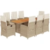 Image de vidaXL Salon de jardin 9 pièces avec coussins Mélange beige Poly rotin