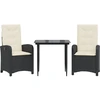 Image de vidaXL Ensemble de jardin 3 pièces avec coussins Noir Poly Rattan