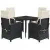 Image de vidaXL Ensemble de jardin 5 pièces avec coussins Noir Poly Rattan